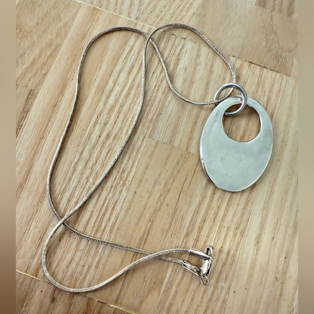 Contemporary 925 Sterling Silver Solid Oval Penda… - image 3